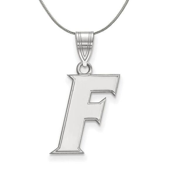 Sterling Silver U. of Florida Medium Initial F Necklace - 24 Inch